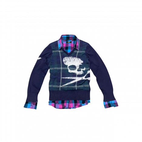 LAYERED LONGSLEEVE SKULL SWEATER