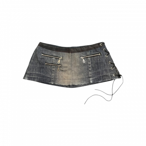 DENIM HYBRID LACED MINI SKIRT