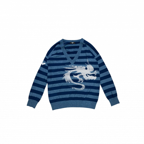 STRIPED DRAGON V NECK SWEATER
