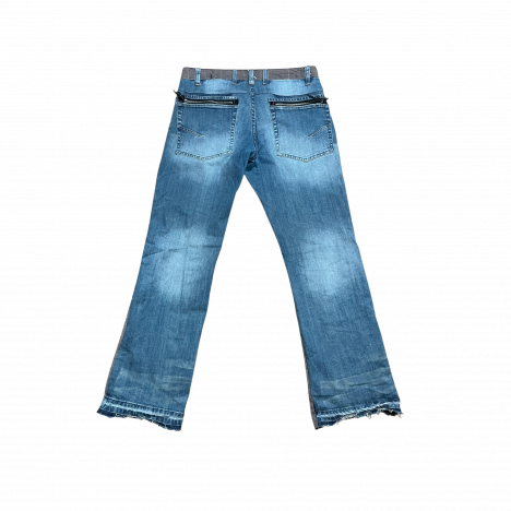 LIGHT WASH PLAID HYBRID ZIPPER JEANS
