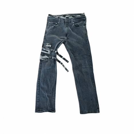 DOUBLE WAIST CAMO HYBRID DENIM CARGOS