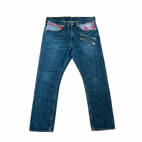 DARK WASH / PLAID HYBRID DENIM