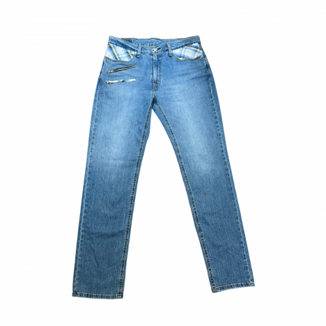 LIGHT WASH PLAID HYBRID DENIM