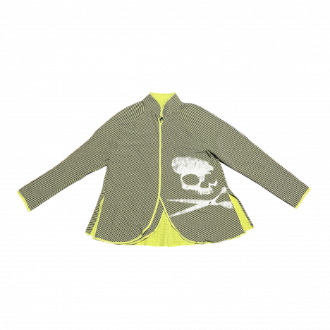 BLACK/GREEN STRIPED MANDARIN JACKET