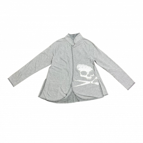 WHITE/GREY STRIPED MANDARIN JACKET