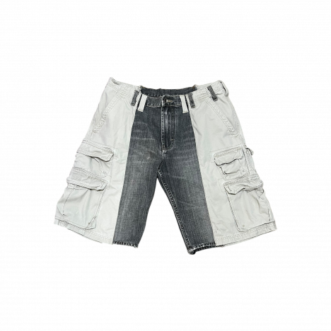 CREAM/GREY CARGO HYBRID DENIM SHORTS