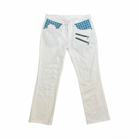 WHITE/BLUE PLAID HYBRID STRAIGHT FIT DENIM