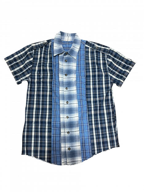 BLUE PLAID HYBRID BUTTON UP