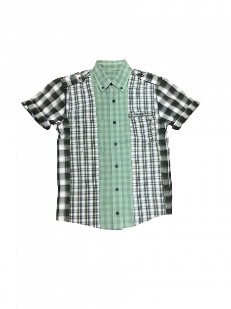 GREEN PLAID HYBRID BUTTON UP