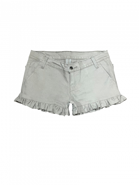 WOMENS KHAKI RUFFLE MINI SHORTS
