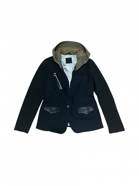 BLACK HYBRID HOODED BLAZER