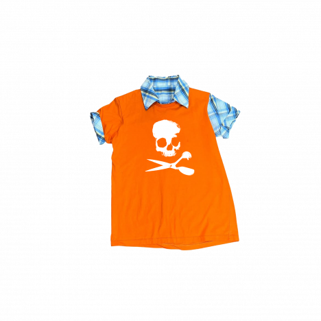 ORANGE/LIGHT BLUE HYBRID COLLAR TEE