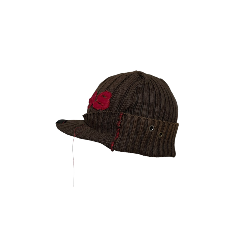 BROWN KNIT BRIM BEANIE