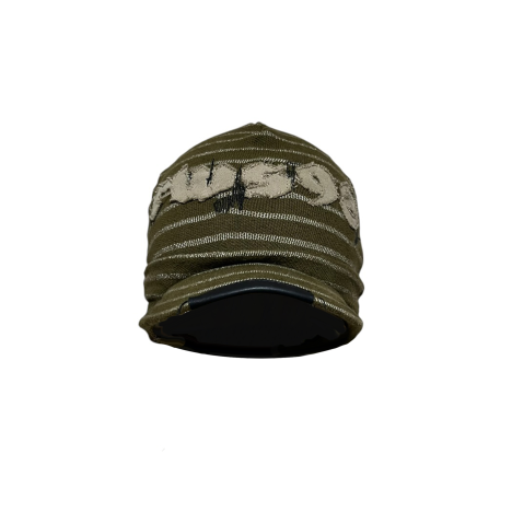 OLIVE STRIPED BRIM BEANIE