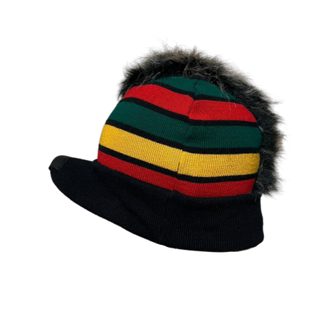RASTA MOHAWK BRIM BEANIE