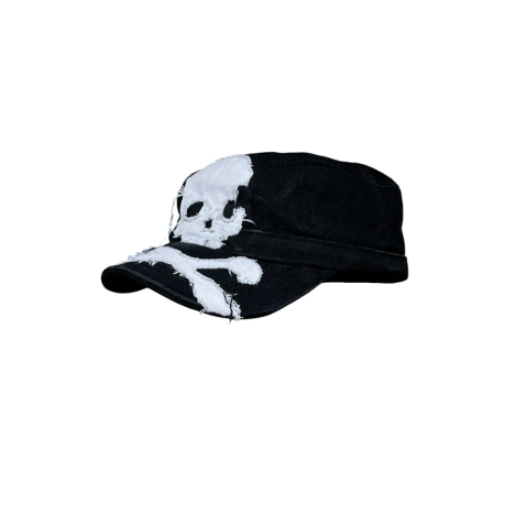 BLACK SKULL & SCISSORS CADET CAP